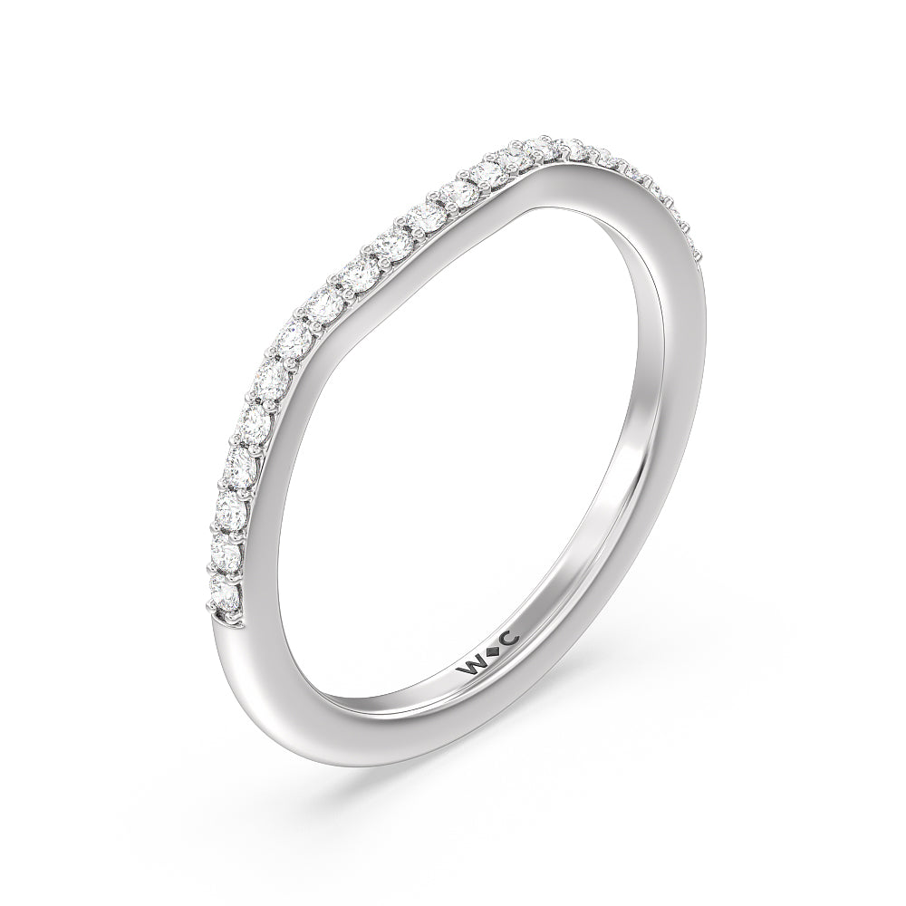 Vintage Glamour Halo Diamond Wedding Band with Platinum Cut Diamond in 14KT Platinum view 4
