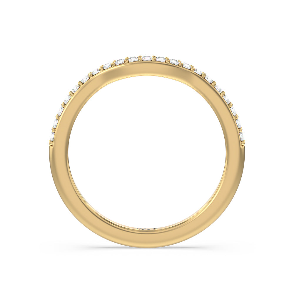 Vintage Glamour Halo Diamond Wedding Band with 18KT Yellow Gold Cut Diamond in 14KT Yellow Gold view 2
