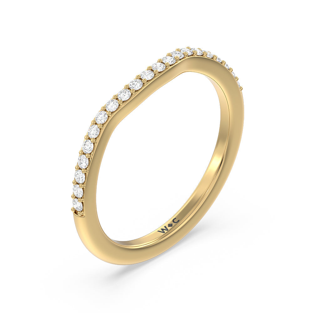 Vintage Glamour Halo Diamond Wedding Band with 18KT Yellow Gold Cut Diamond in 14KT Yellow Gold view 4
