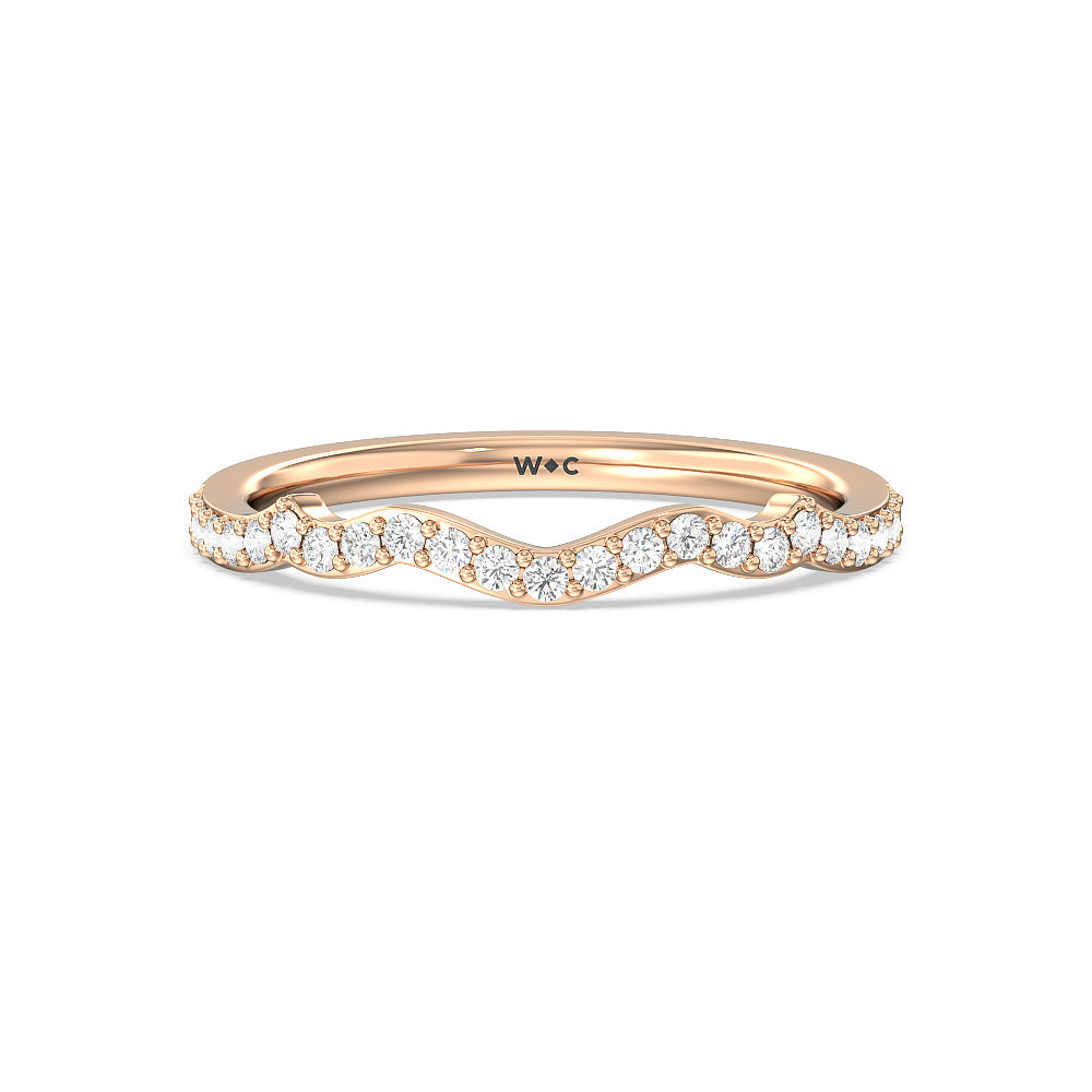 Vintage Filigree Leaf Diamond Wedding Band with 18KT Rose Gold Cut Diamond in 14KT Rose Gold view 1
