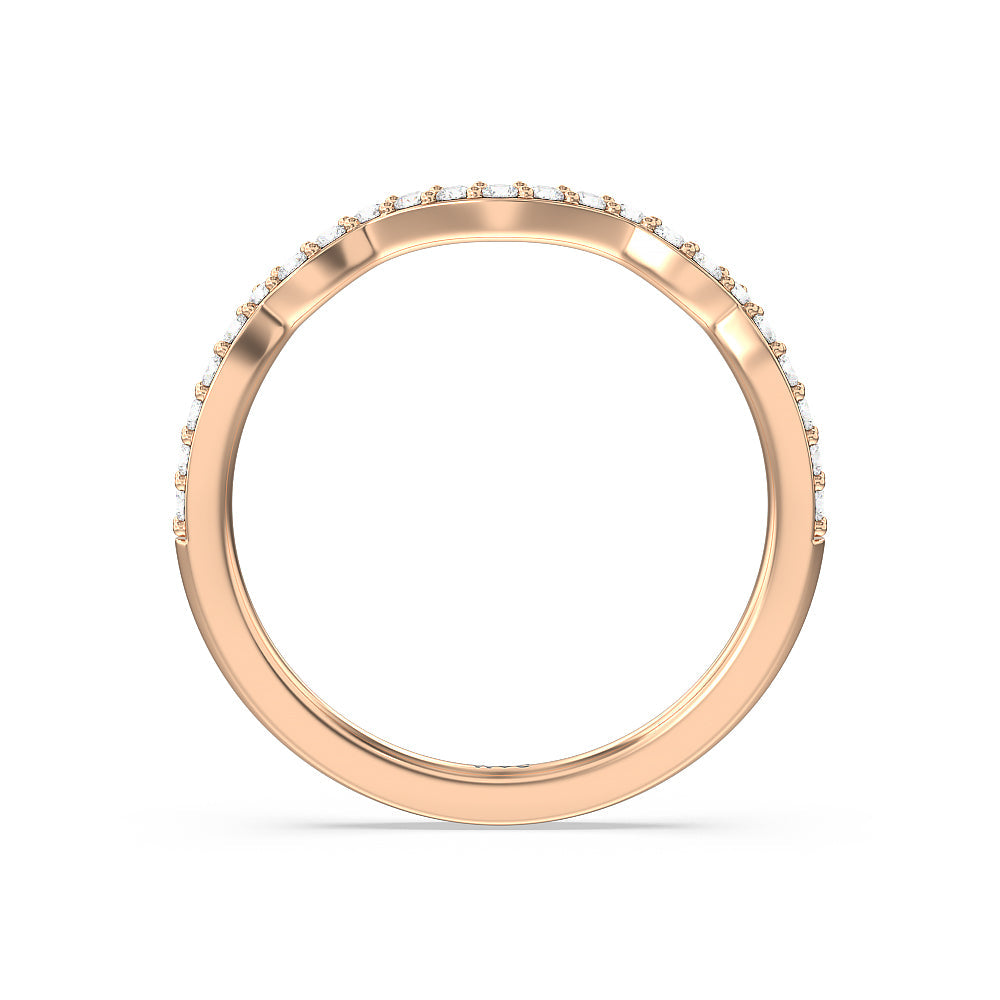 Vintage Filigree Leaf Diamond Wedding Band with 18KT Rose Gold Cut Diamond in 14KT Rose Gold view 2
