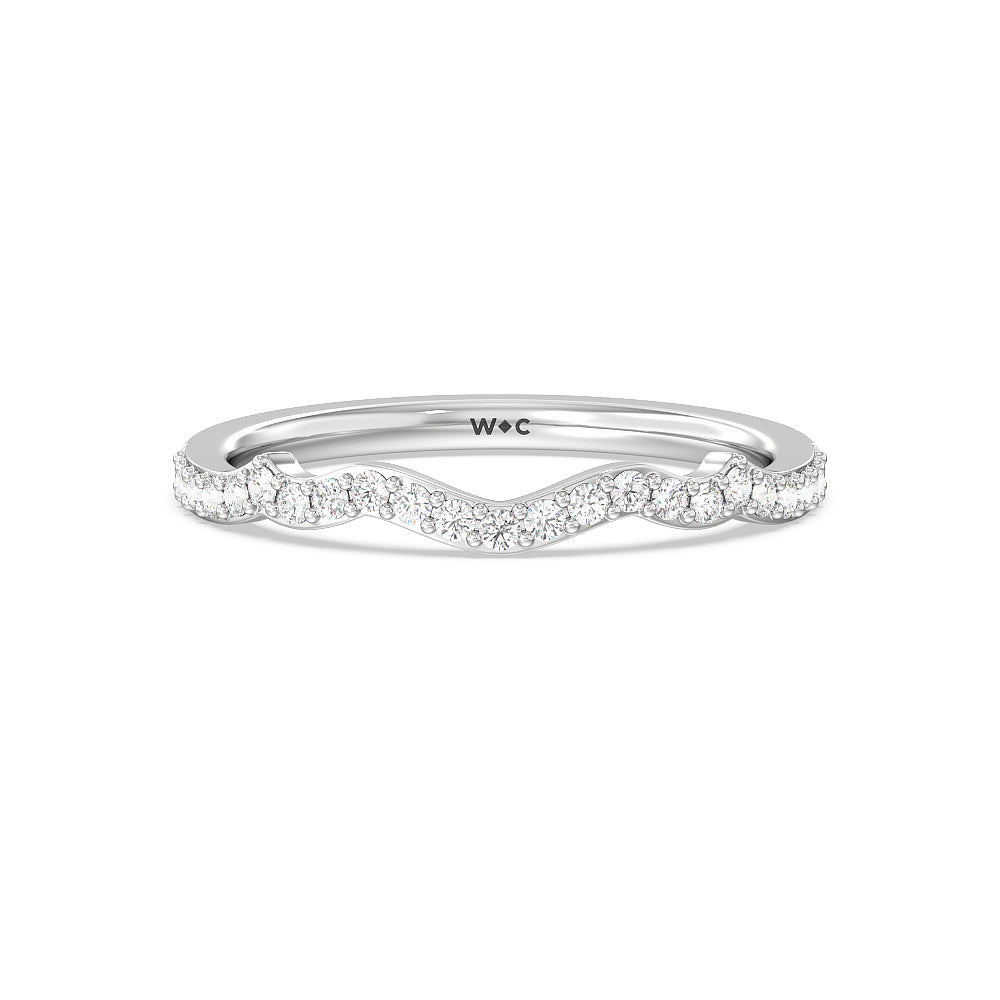 Vintage Filigree Leaf Diamond Wedding Band with Platinum Cut Diamond in 14KT Platinum view 1
