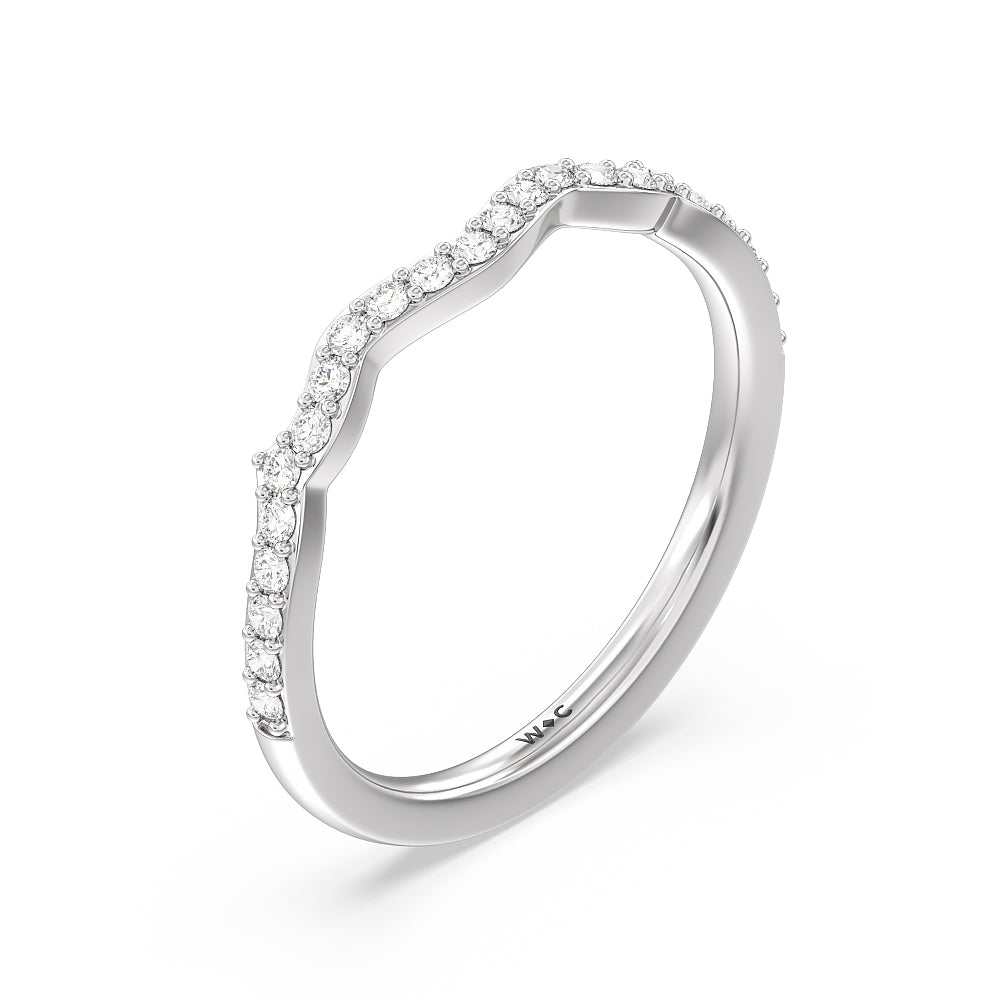 Vintage Filigree Leaf Diamond Wedding Band with Platinum Cut Diamond in 14KT Platinum view 4
