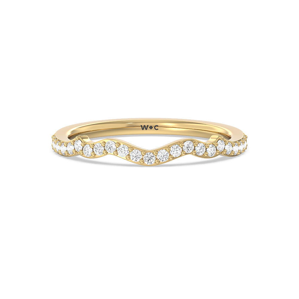 Vintage Filigree Leaf Diamond Wedding Band with 18KT Yellow Gold Cut Diamond in 14KT Yellow Gold view 1
