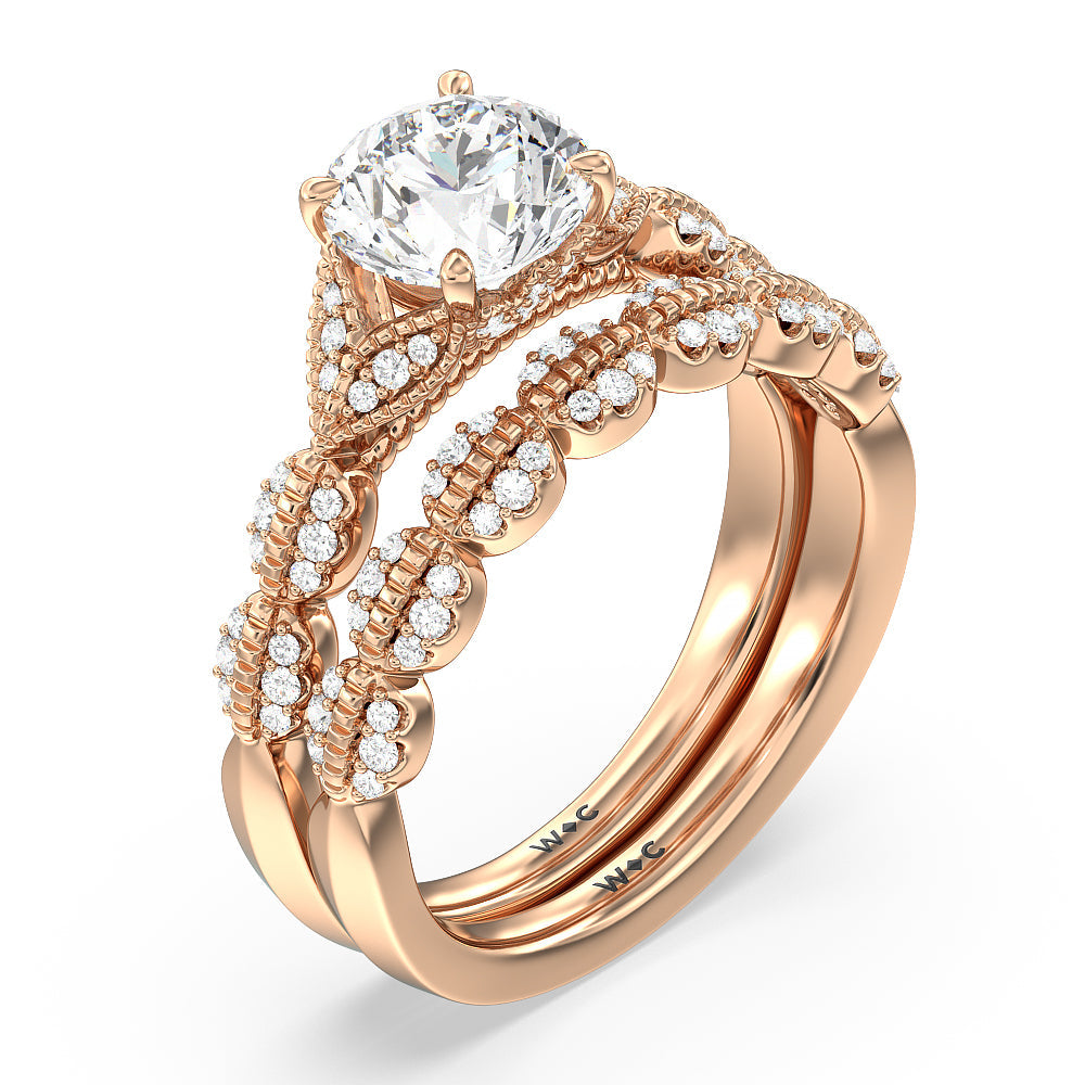Vintage Filigree Petal Engagement Ring with Oval Cut Diamond in 14KT Rose Gold view 6
