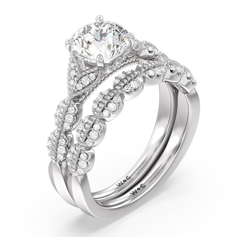 Vintage Filigree Petal Engagement Ring with Oval Cut Diamond in 14KT Rose Gold view 4
