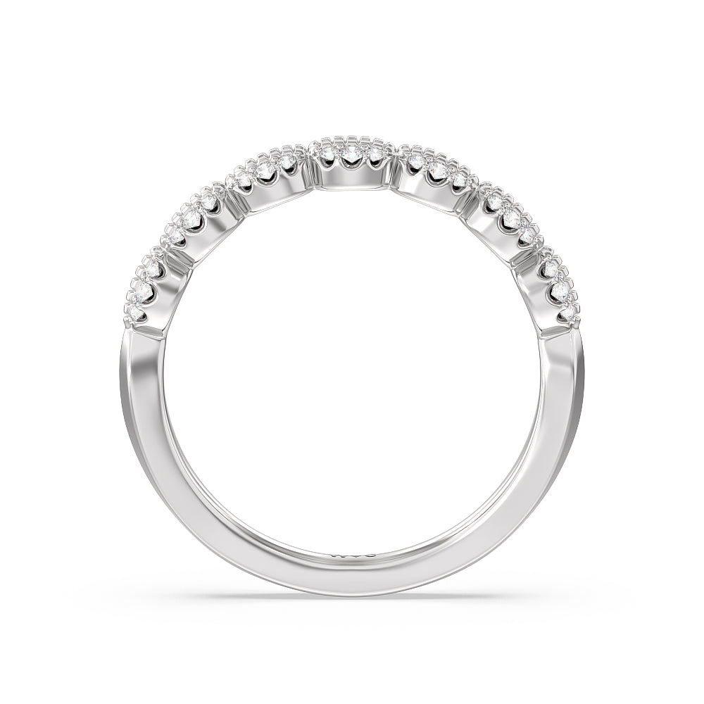 Vintage Filigree Petal Diamond Wedding Band with Platinum Cut Diamond in 14KT Platinum view 2
