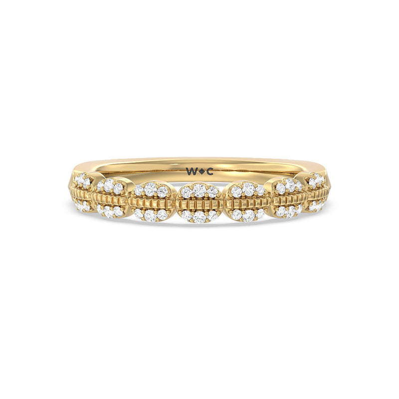 Vintage Filigree Petal Diamond Wedding Band