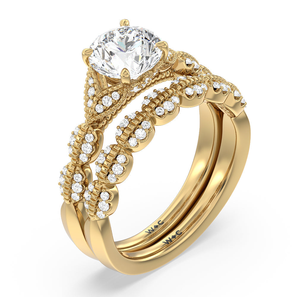 Vintage Filigree Petal Engagement Ring with Oval Cut Diamond in 14KT Rose Gold view 5
