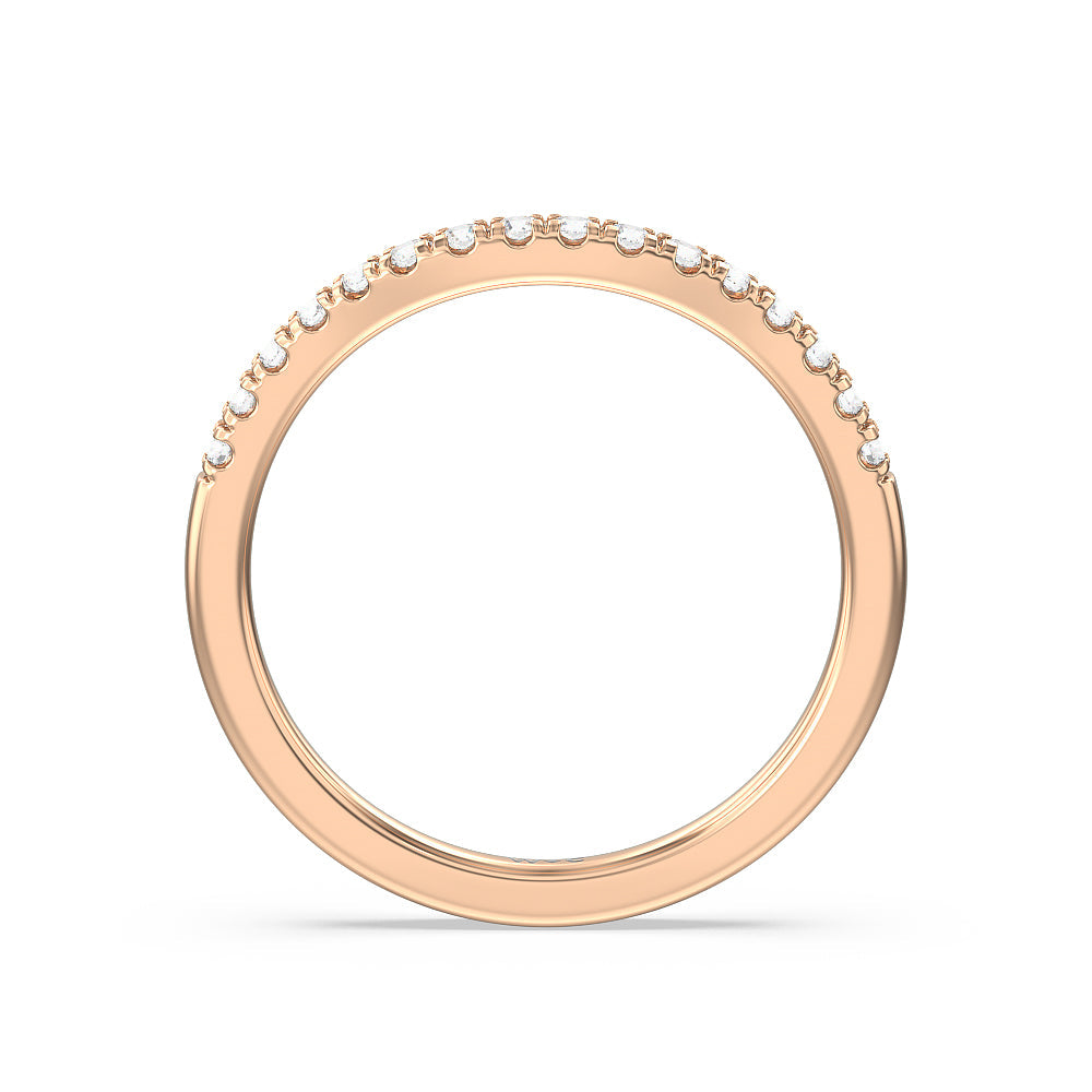 Vintage Royal Leaf Diamond Wedding Band with 18KT Rose Gold Cut Diamond in 14KT Rose Gold view 2
