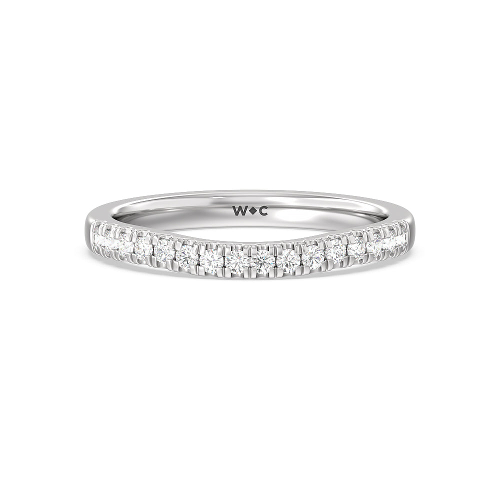 Vintage Royal Leaf Diamond Wedding Band with Platinum Cut Diamond in 14KT Platinum view 1

