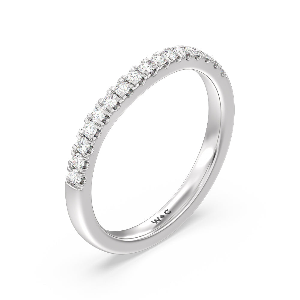 Vintage Royal Leaf Diamond Wedding Band with Platinum Cut Diamond in 14KT Platinum view 4
