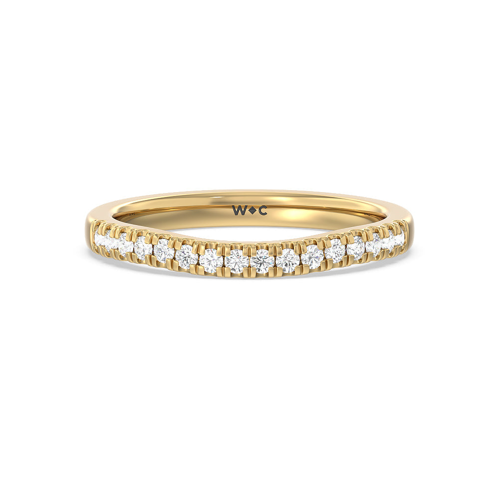 Vintage Royal Leaf Diamond Wedding Band with 18KT Yellow Gold Cut Diamond in 14KT Yellow Gold view 1
