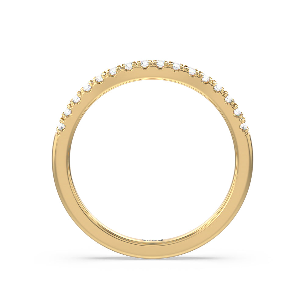 Vintage Royal Leaf Diamond Wedding Band with 18KT Yellow Gold Cut Diamond in 14KT Yellow Gold view 2
