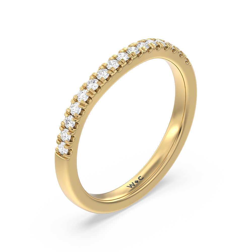 Vintage Royal Leaf Diamond Wedding Band with 18KT Yellow Gold Cut Diamond in 14KT Yellow Gold view 4

