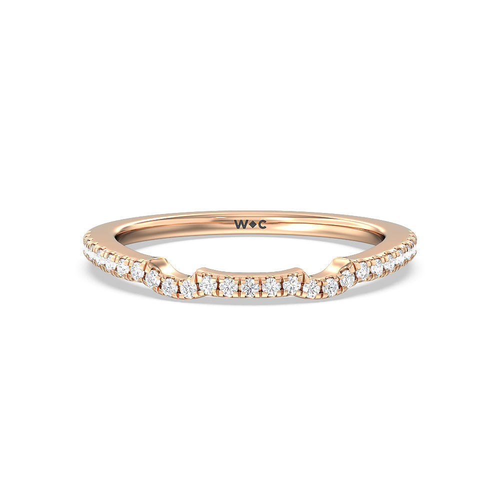 Vintage Celtic Interlaced Solitaire Diamond Wedding Band with 18KT Rose Gold Cut Diamond in 14KT Rose Gold view 1
