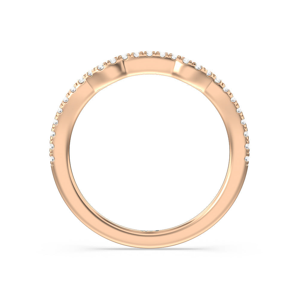 Vintage Celtic Interlaced Solitaire Diamond Wedding Band with 18KT Rose Gold Cut Diamond in 14KT Rose Gold view 2
