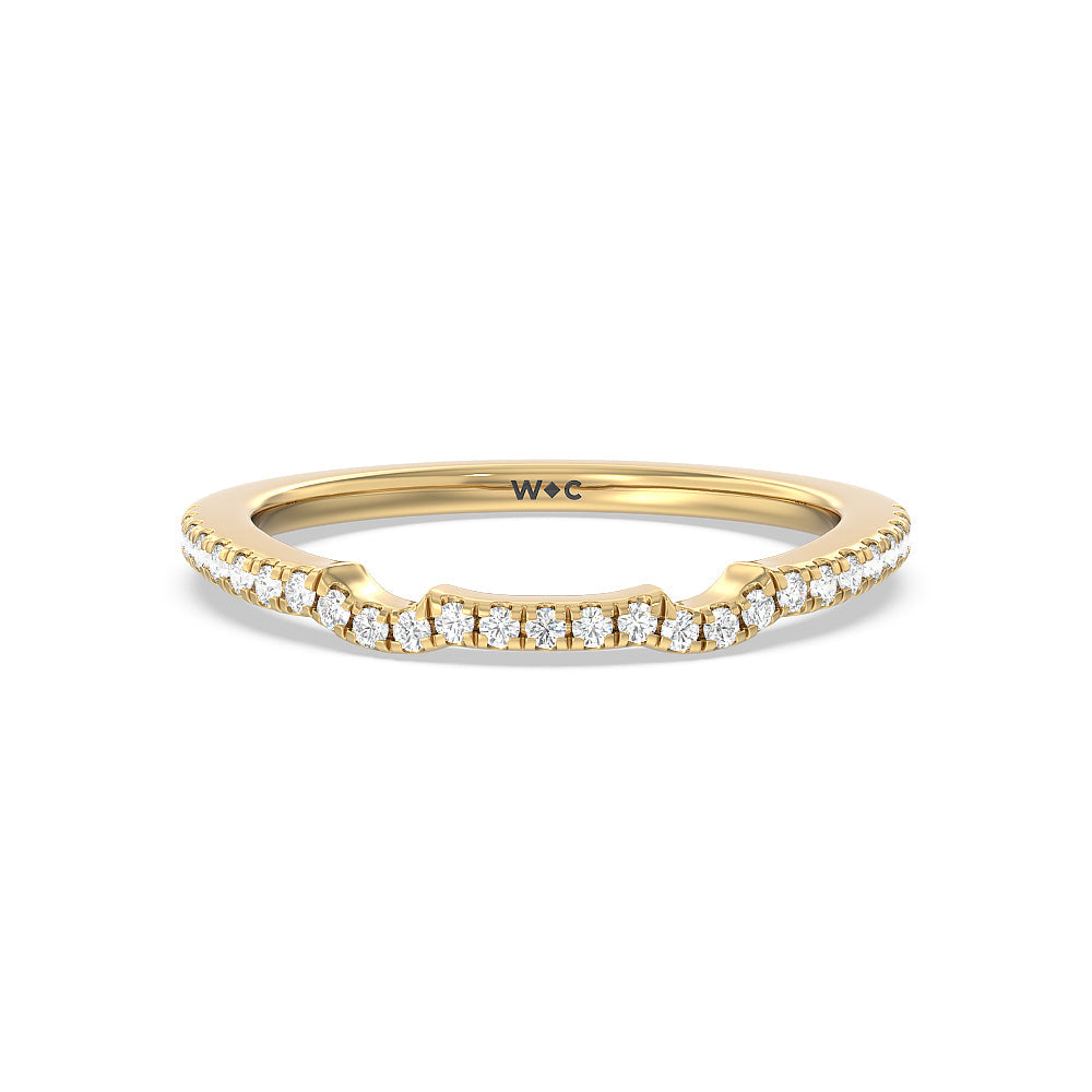 Vintage Celtic Interlaced Solitaire Diamond Wedding Band with 18KT Yellow Gold Cut Diamond in 14KT Yellow Gold view 1

