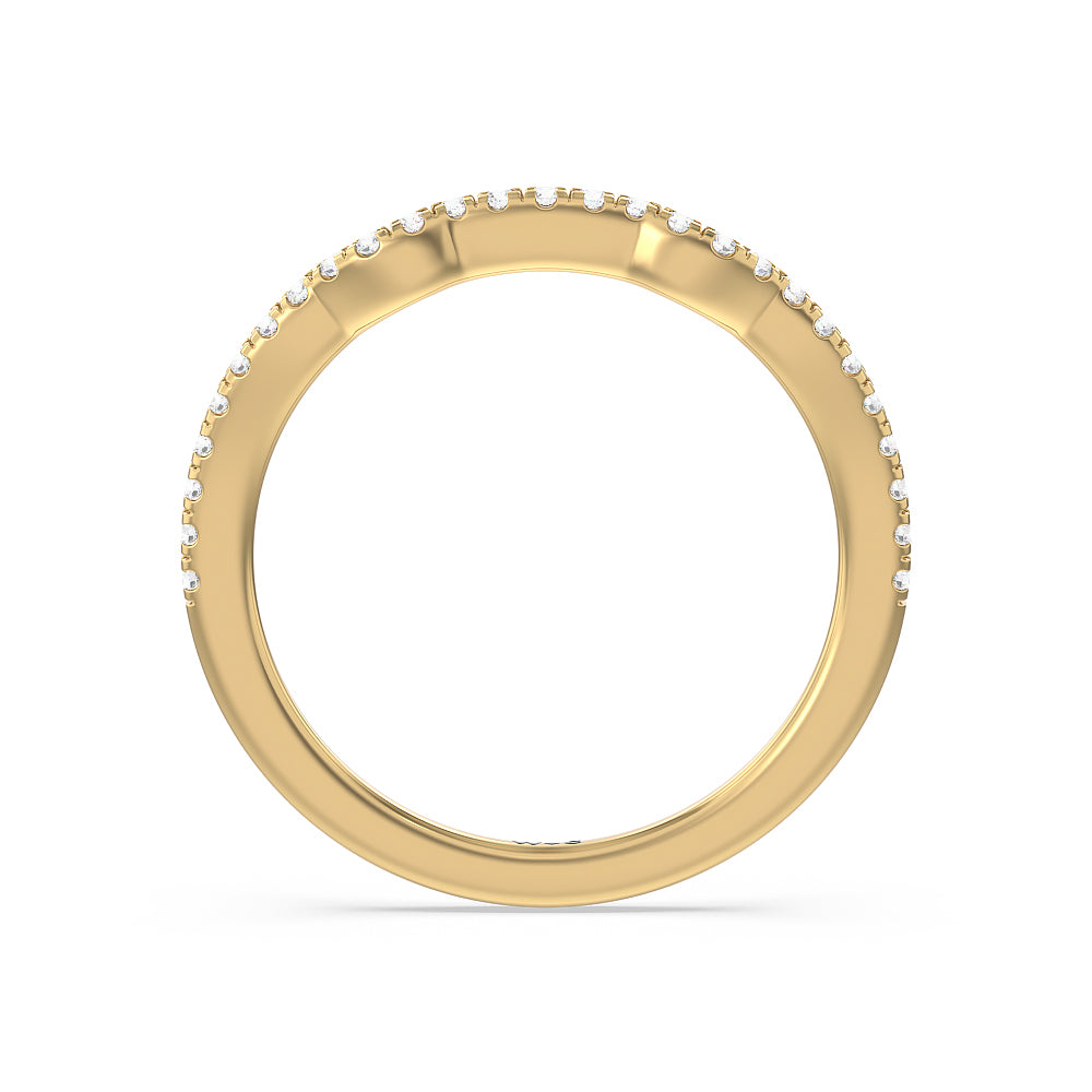 Vintage Celtic Interlaced Solitaire Diamond Wedding Band with 18KT Yellow Gold Cut Diamond in 14KT Yellow Gold view 2
