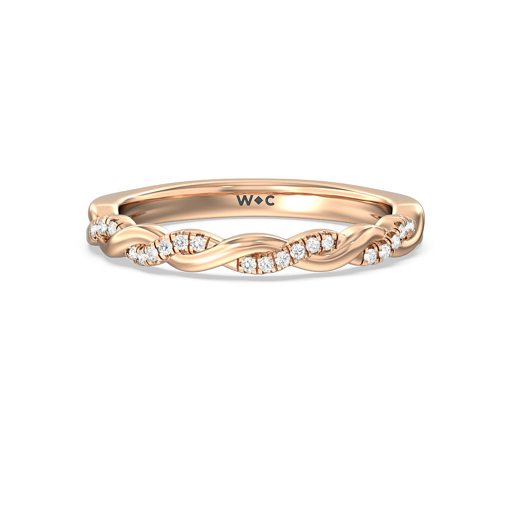 Vintage Floral Twisted Halo Diamond Wedding Band – With Clarity