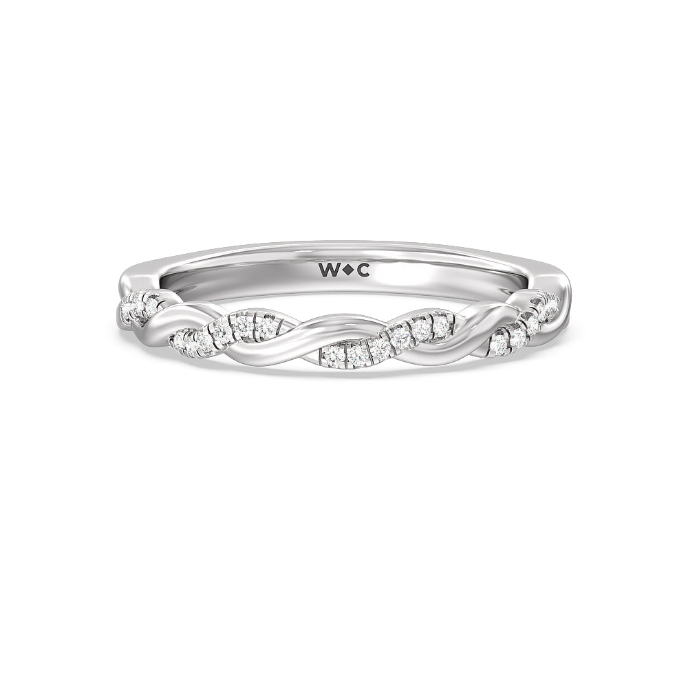 Vintage Floral Twisted Halo Diamond Wedding Band with Platinum Cut Diamond in 14KT Platinum view 1
