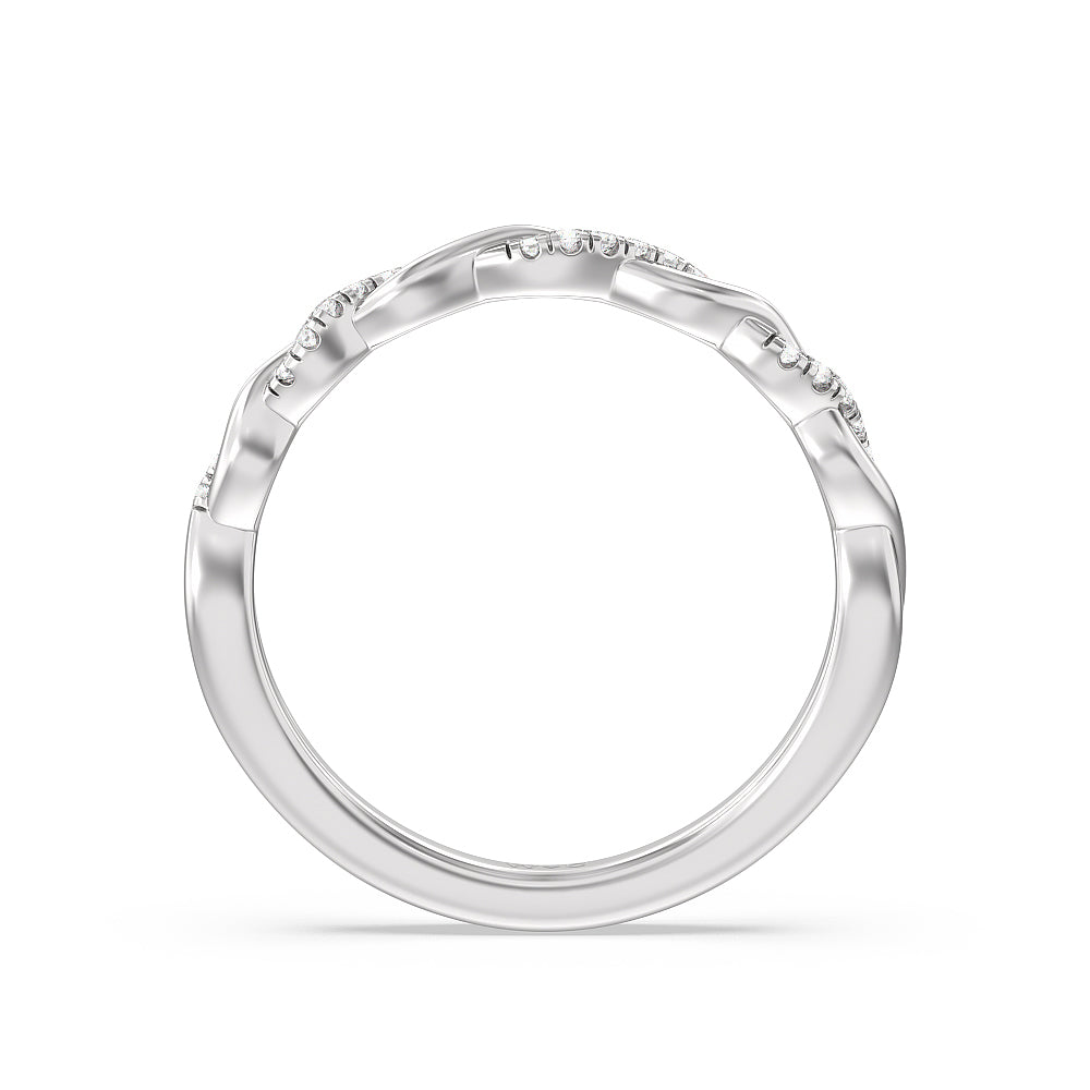 Vintage Floral Twisted Halo Diamond Wedding Band with Platinum Cut Diamond in 14KT Platinum view 4
