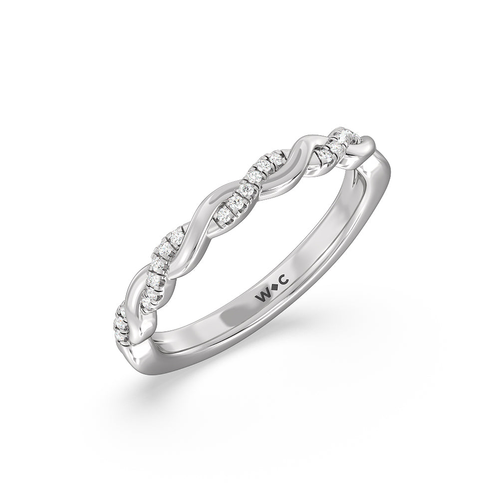 Vintage Floral Twisted Halo Diamond Wedding Band with Platinum Cut Diamond in 14KT Platinum view 2
