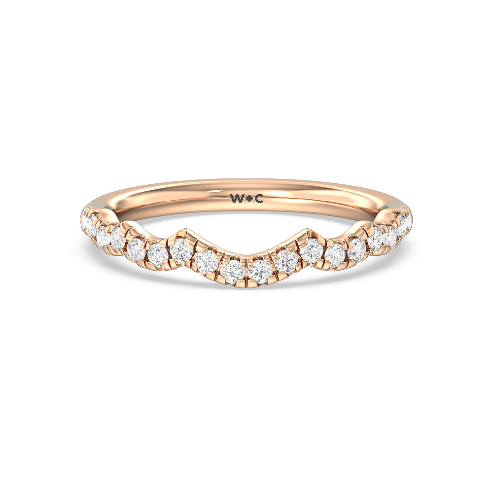 Vintage Celtic Twist Diamond Wedding Band with 18KT Rose Gold Cut Diamond in 14KT Rose Gold view 1

