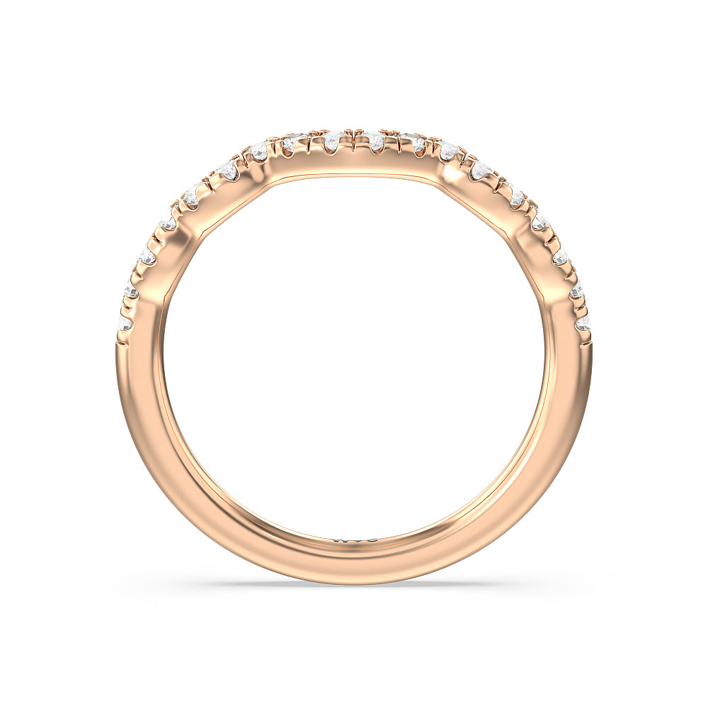 Vintage Celtic Twist Diamond Wedding Band with 18KT Rose Gold Cut Diamond in 14KT Rose Gold view 3
