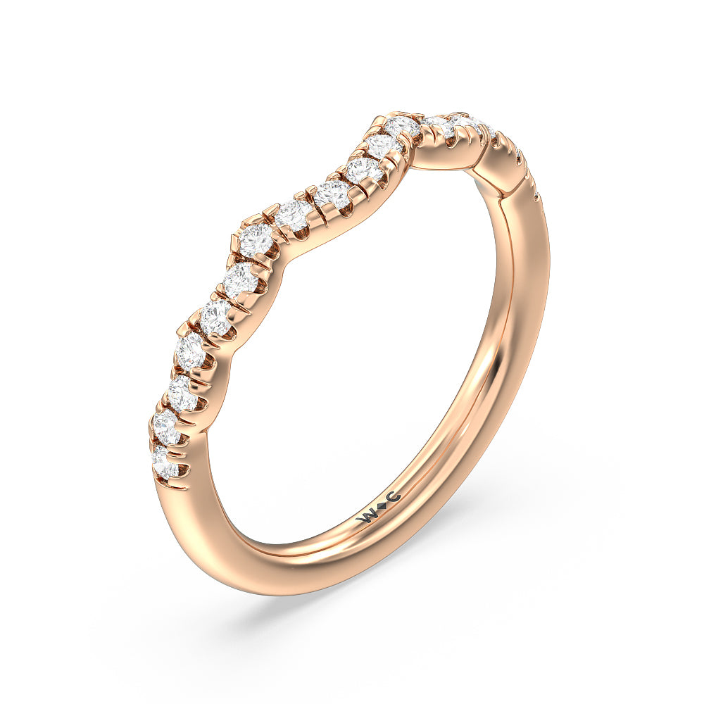 Vintage Celtic Twist Diamond Wedding Band with 18KT Rose Gold Cut Diamond in 14KT Rose Gold view 2
