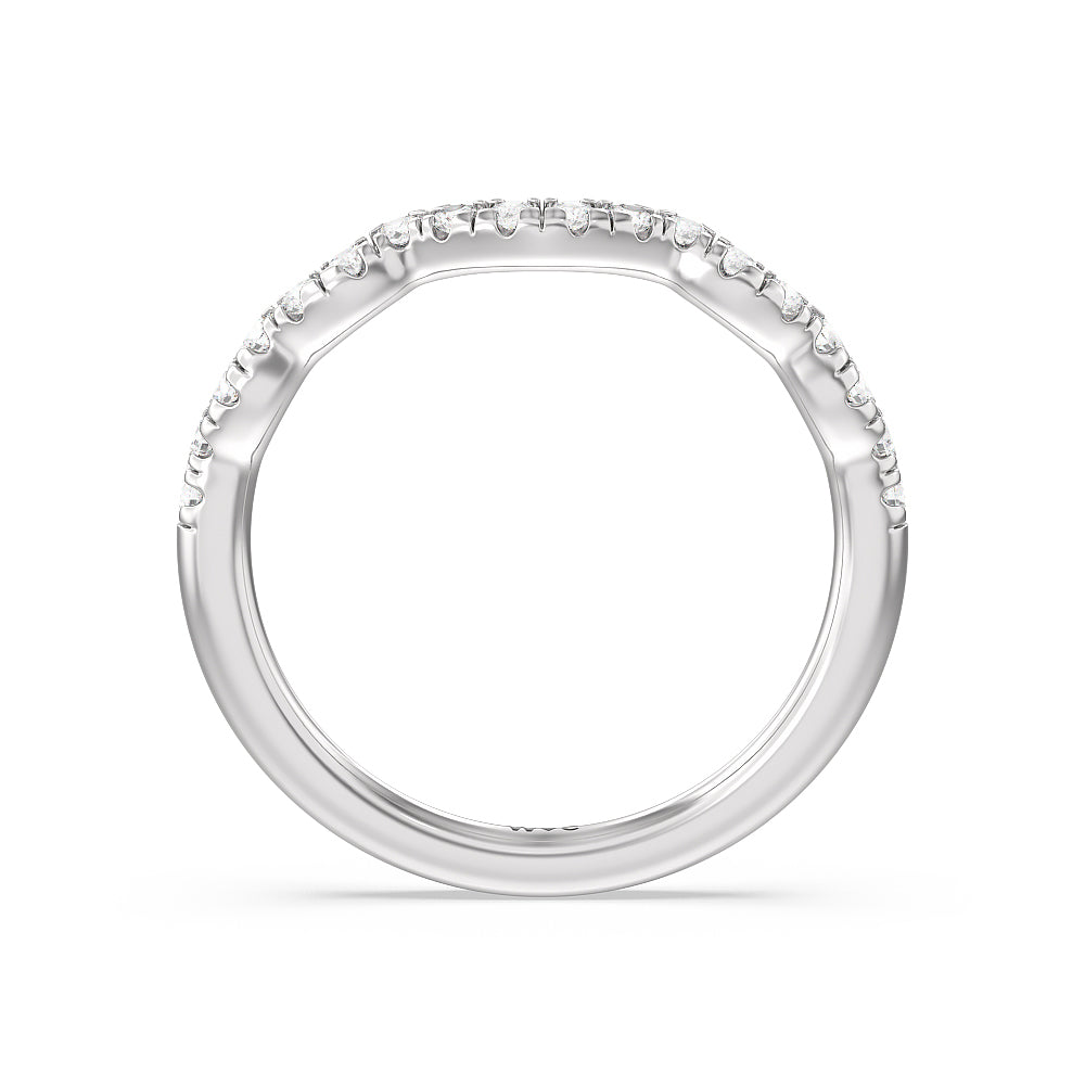 Vintage Celtic Twist Diamond Wedding Band with Platinum Cut Diamond in 14KT Platinum view 3
