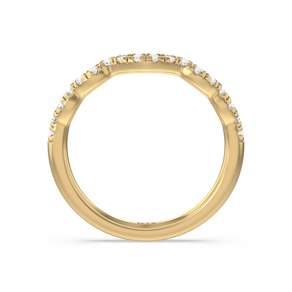 Vintage Celtic Twist Diamond Wedding Band with 18KT Yellow Gold Cut Diamond in 14KT Yellow Gold view 3
