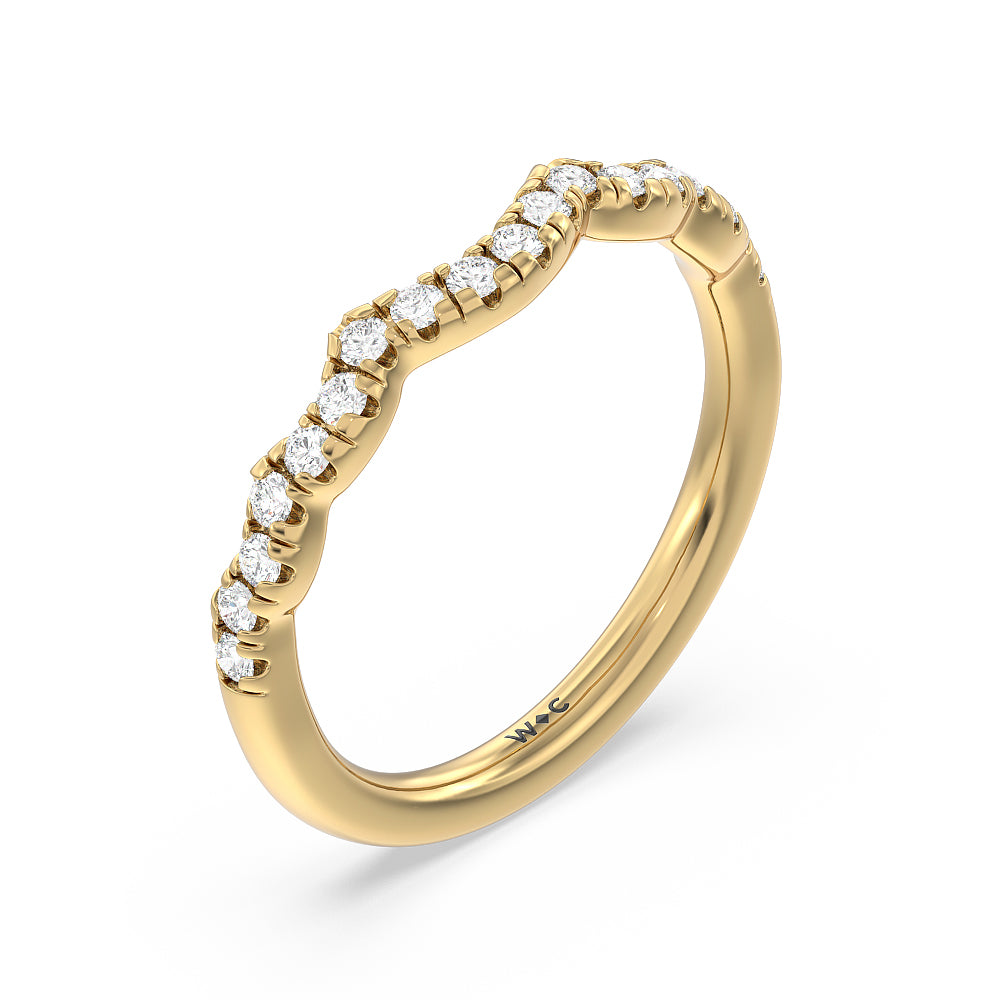 Vintage Celtic Twist Diamond Wedding Band with 18KT Yellow Gold Cut Diamond in 14KT Yellow Gold view 2
