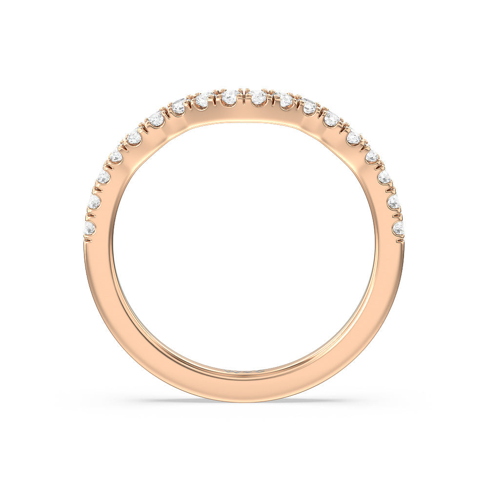 Vintage Celtic Knot Diamond Wedding Band with 18KT Rose Gold Cut Diamond in 14KT Rose Gold view 2
