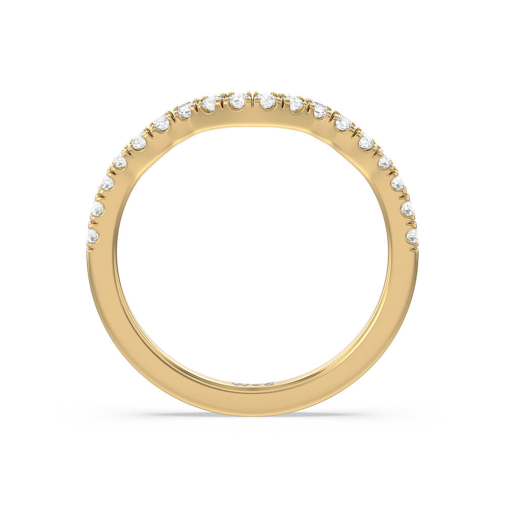 Vintage Celtic Knot Diamond Wedding Band with 18KT Yellow Gold Cut Diamond in 14KT Yellow Gold view 2
