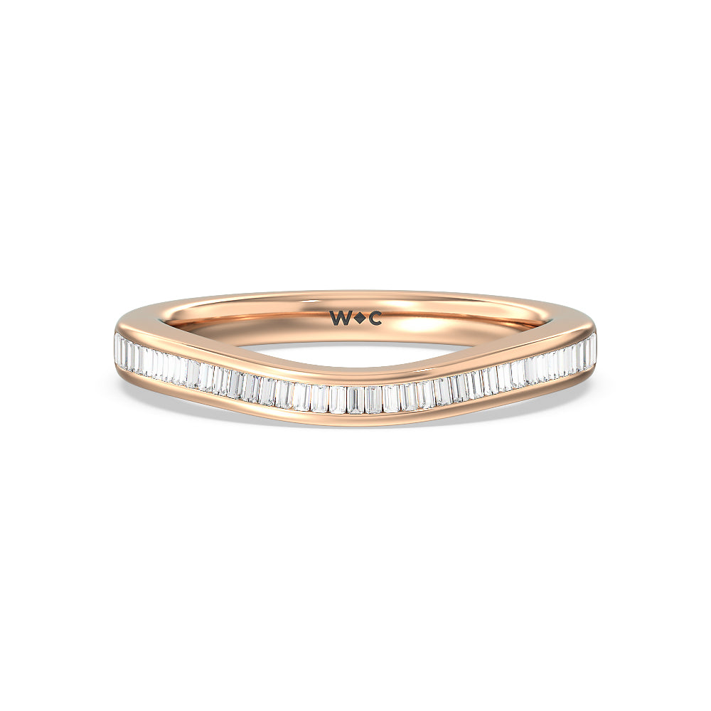 Vintage Grapevine 3 Stone Diamond Wedding Band with 18KT Rose Gold Cut Diamond in 14KT Rose Gold view 1

