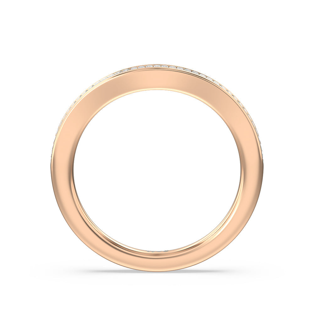Vintage Grapevine 3 Stone Diamond Wedding Band with 18KT Rose Gold Cut Diamond in 14KT Rose Gold view 2

