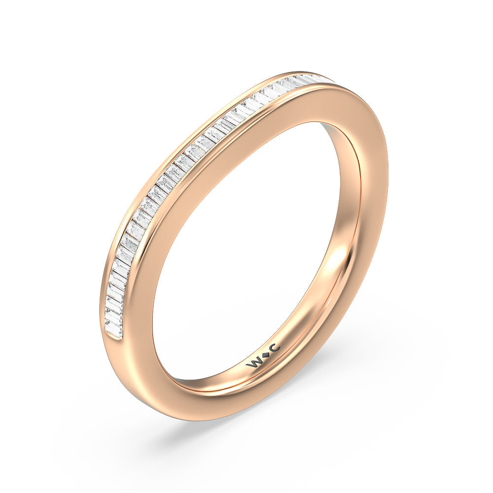 Vintage Grapevine 3 Stone Diamond Wedding Band with 18KT Rose Gold Cut Diamond in 14KT Rose Gold view 4
