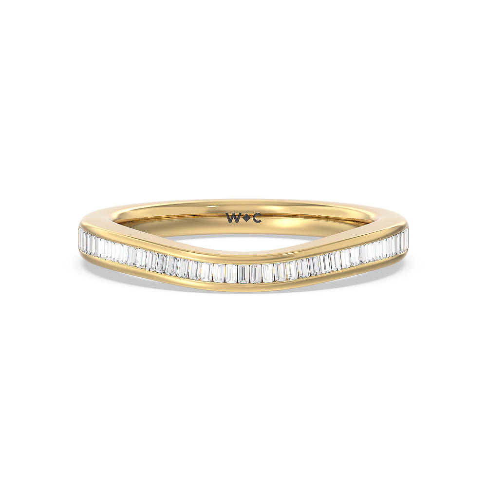 Vintage Grapevine 3 Stone Diamond Wedding Band with 18KT Yellow Gold Cut Diamond in 14KT Yellow Gold view 1
