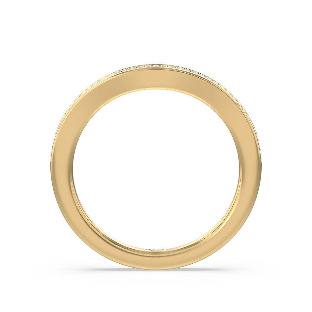 Vintage Grapevine 3 Stone Diamond Wedding Band with 18KT Yellow Gold Cut Diamond in 14KT Yellow Gold view 2
