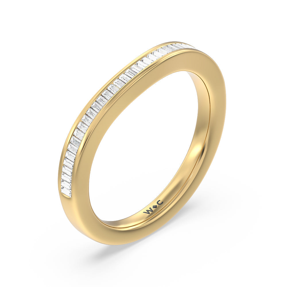 Vintage Grapevine 3 Stone Diamond Wedding Band with 18KT Yellow Gold Cut Diamond in 14KT Yellow Gold view 4
