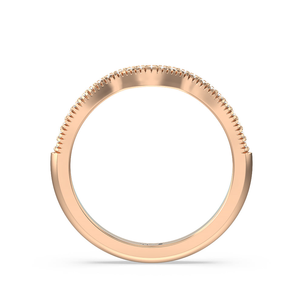 Vintage Oval Halo Diamond Wedding Band with 18KT Rose Gold Cut Diamond in 14KT Rose Gold view 2
