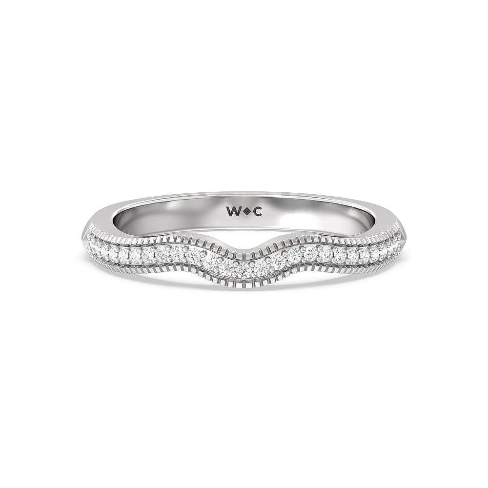Vintage Oval Halo Diamond Wedding Band with Platinum Cut Diamond in 14KT Platinum view 1
