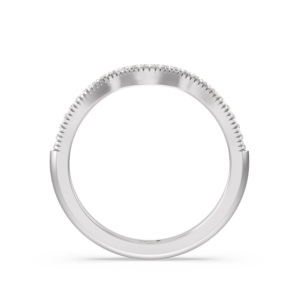 Vintage Oval Halo Diamond Wedding Band with Platinum Cut Diamond in 14KT Platinum view 2
