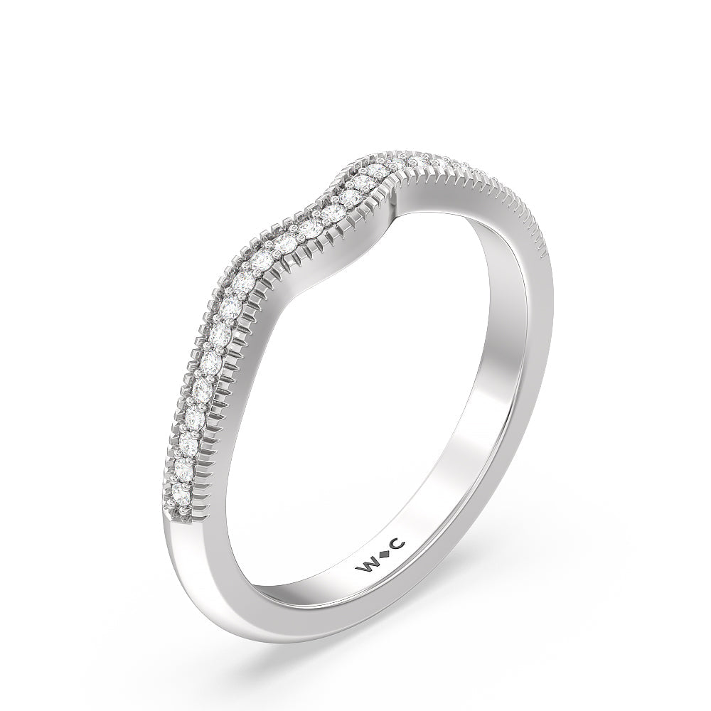 Vintage Oval Halo Diamond Wedding Band with Platinum Cut Diamond in 14KT Platinum view 4
