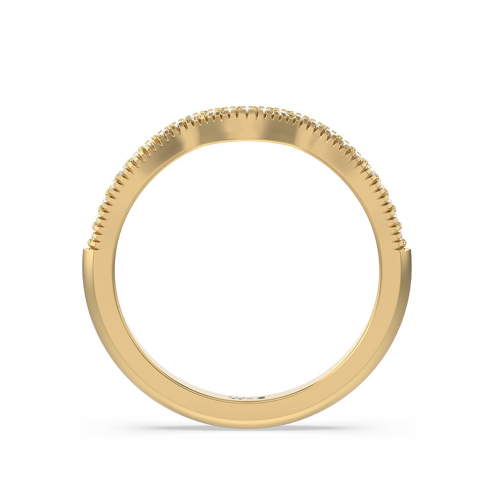 Vintage Oval Halo Diamond Wedding Band with 18KT Yellow Gold Cut Diamond in 14KT Yellow Gold view 2
