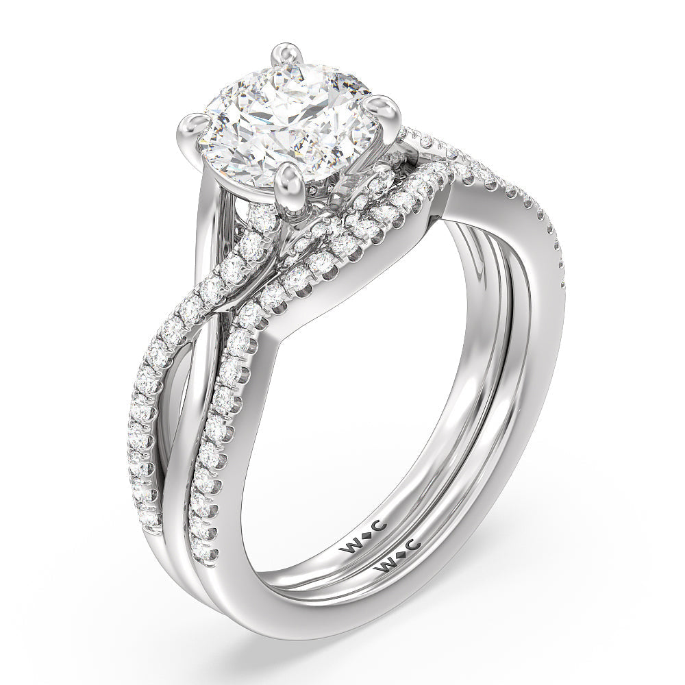 1 3/4 cttw Oval Cut Vintage Glamour Ribbon Swirl Engagement Ring with 1 3/4 Cut Diamond in 14KT Oval view 4
