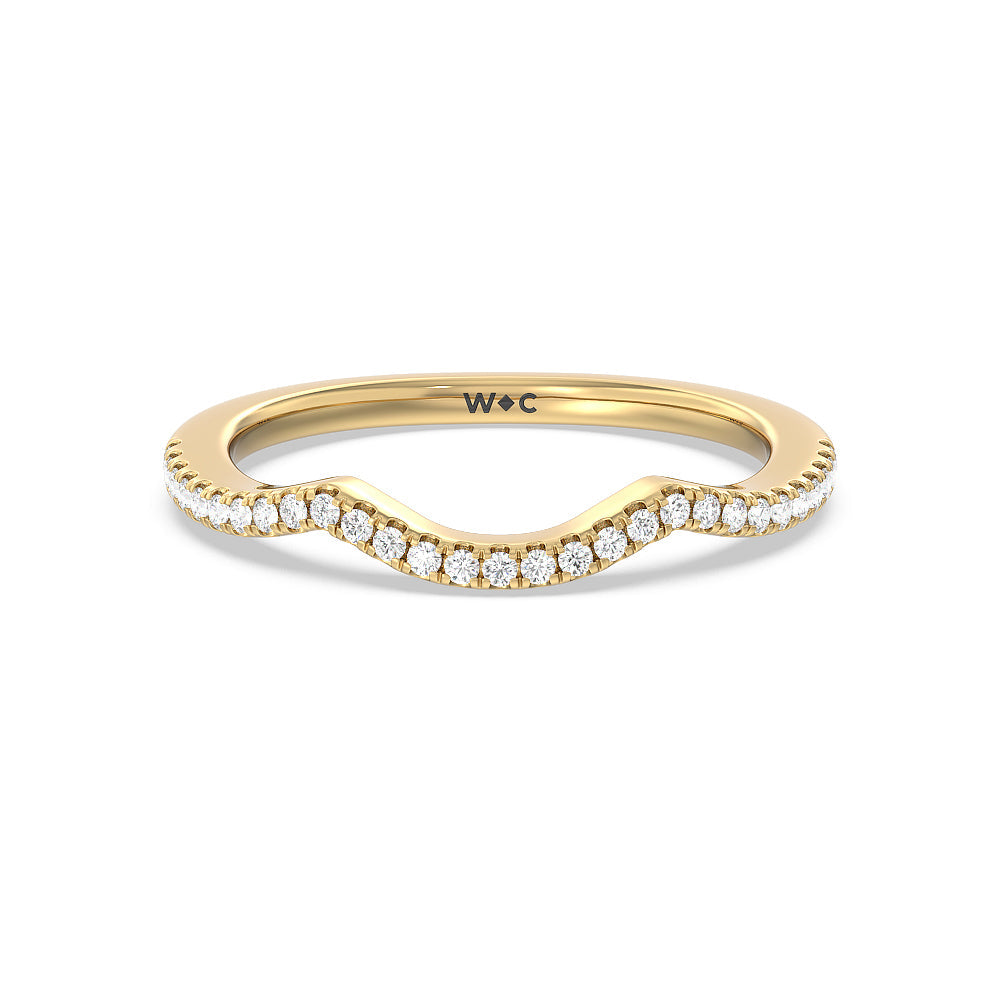 Vintage Glamour Ribbon Swirl Diamond Wedding Band Size 5.75 with 14KT Yellow Gold Cut Diamond in 14KT Yellow Gold view 1
