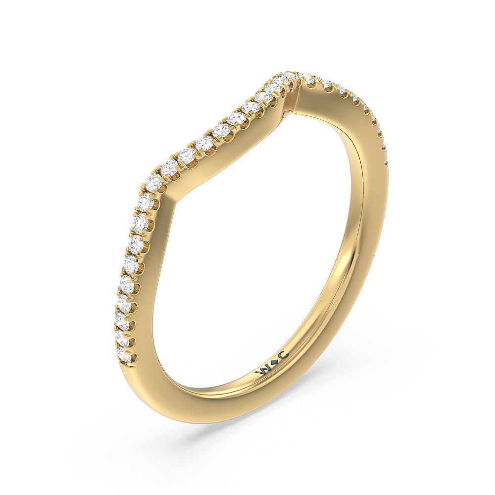 Vintage Glamour Ribbon Swirl Diamond Wedding Band Size 5.75 with 14KT Yellow Gold Cut Diamond in 14KT Yellow Gold view 4
