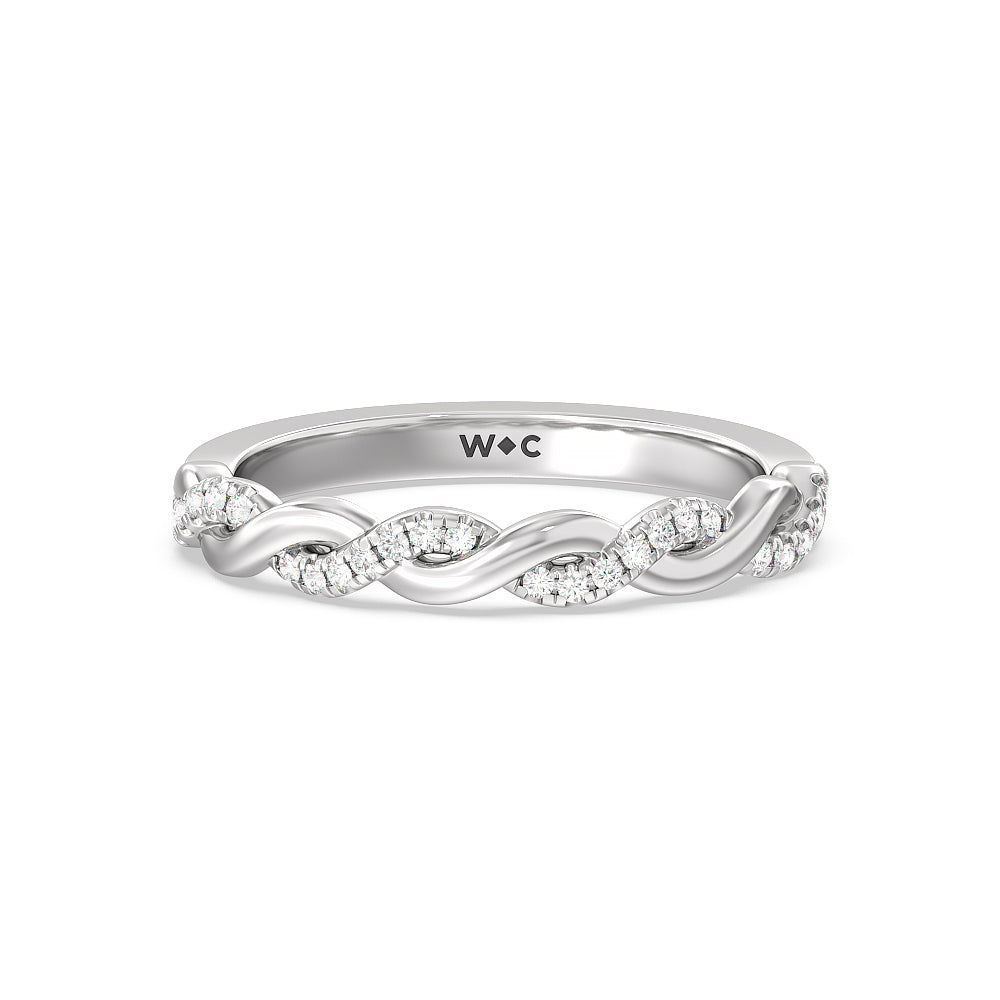 Vintage Glamour Twisted Diamond Wedding Band with Platinum Cut Diamond in 14KT Platinum view 1
